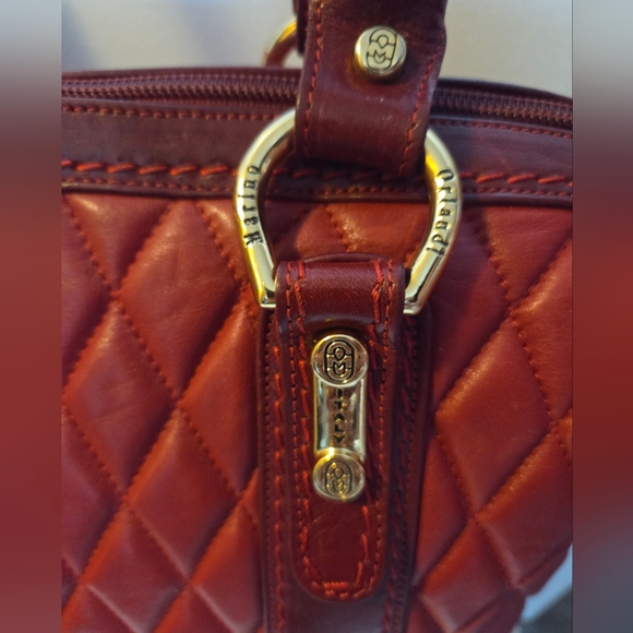 Marino Orlandi Red Large Quilted Leather Tote Bag - Picture 4 of 15